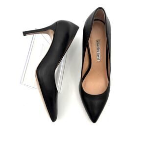 Charles David Black Leather Pointed Toe Classic Heels 6.5 Stiletto Office Siren